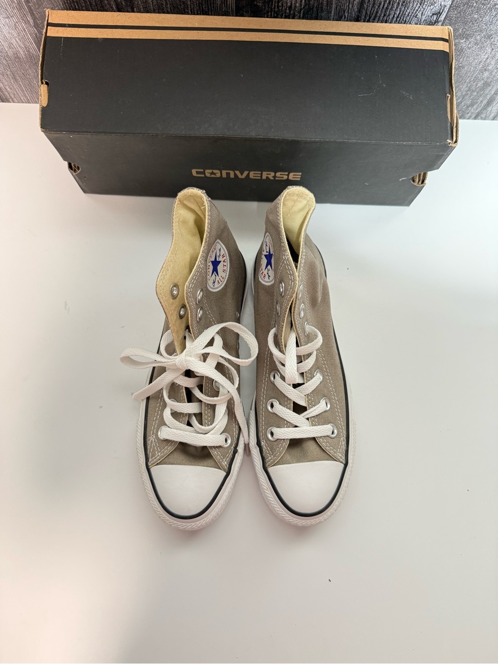 Converse High Top Sneakers - Taupe Canvas with White Accents